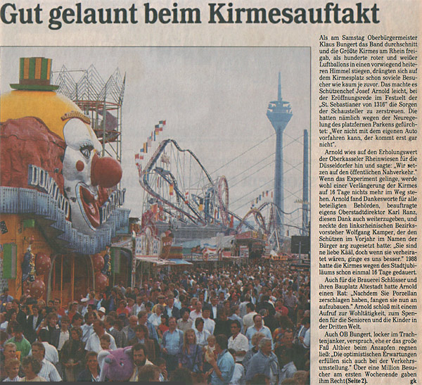 Presseartikel zur Rheinkirmes in Düsseldorf 1989